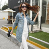 AISHGWBSJ Women Basic Coats Spring Autumn Women Hole Denim Jacket Long Sleeve Loose Female Jeans Coat Casual Girl Outwear QYX140