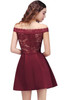 In Stock Cocktail Dresses 2018 Simple A-Line Boat Neck lace Satin Women Short Vestidos Sexy Women off shoulder Cocktail Dresses