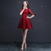 In Stock Black Burgundy Lace Half Sleeve Short Prom Party Cocktail Dresses 2017  vestidos de coctel robe cocktail In Stock Black Burgundy Lace Half Sleeve Short Prom Party Cocktail Dresses 2017  vestidos de coctel robe cocktail