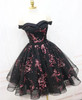 IBayU Beautiful Flower Short Black Cocktail Dress Vestido De Festa Curto De Luxo Elegant Cocktail Dresses Puffy Formal Gown