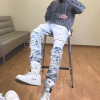 HZIJUE 2017 Newest Fashion Tie-Dye Hole Destroyed Mens Slim Denim Straight Biker Skinny Jeans Men Ripped Jeans