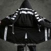 2017 Cool Men's White Striped Black Hooded  Long Jacket Trench Coat Autumn Fashion Streetwear Hip-hop Windbreaker Outerwear