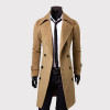 2017 Cool Men Double Breasted Overcoat Outwear Trench Coat Winter Long Jacket