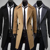 2017 Cool Men Double Breasted Overcoat Outwear Trench Coat Winter Long Jacket