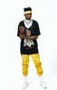 2017 Cool Fashion Urban Hip Hop Clothing Men Stage Drape 90s Striped Joggers Nylon Black Gold Mens Track Pants