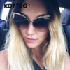 2017 Classic Cat Eye Metal Women Sunglasses Brand Designer Retro Vintage Glasses Sunglasses Women Mirror Rose Gold Oculos de sol
