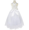 Kids Girls Wedding Girls Bridesmaid Dress Princess Party Pageant Formal Dress Crossed Back Sleeveless Lace Tulle Dress 2-14Y