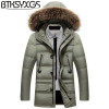 BTKSYXGS 2017 New winter men's down jacket coat parka Fashion Medium-long Thick warm large fur collar Hooded outerwear overcoat