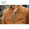 Brown genuine leather coat men quilted suede cow leather motorcycle jacket chaqueta moto hombre veste cuir homme cappotto LT1306