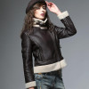 2017 Shearling Sheepskin Coats Women Thick Suede Jackets Women Autumn Winter Lambs Wool Short Motorcycle Coats