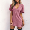 2017 Sexy V Neck Cotton Summer Dresses Female Solid Casual Loose Dress Women A-Line Casual Mini Vestidos Plus Size 3XL