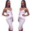 2017 Sexy Red Black White Khaki Pink Yellow Green Women Party Dress Ruffles Knee Length Vestidos Two Piece Set Bandage Dresses