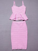 2017 Sexy Red Black White Khaki Pink Yellow Green Women Party Dress Ruffles Knee Length Vestidos Two Piece Set Bandage Dresses
