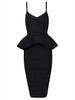 2017 Sexy Red Black White Khaki Pink Yellow Green Women Party Dress Ruffles Knee Length Vestidos Two Piece Set Bandage Dresses
