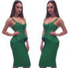 2017 Sexy Red Black White Khaki Pink Yellow Green Women Party Dress Ruffles Knee Length Vestidos Two Piece Set Bandage Dresses