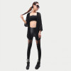 2017 Sexy Punk Black Lace Up Faux Leather Gothic Pant High Waist See Through Mesh Legging Pants Women Trousers Clubwear