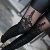 2017 Sexy Punk Black Lace Up Faux Leather Gothic Pant High Waist See Through Mesh Legging Pants Women Trousers Clubwear