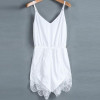 2017 sexy deep v neck button short bodysuit Women Strap Sleeveless Lace Chiffon Party Jumpsuit Rompers Playsuit ladies jumpsuit