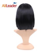 Alileader Wigs For Black And White Women Natural Black Lace Front Wig 12 Inch Short Synthetic High Temperature Fiber Bob Wigs