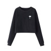 Alien Printed Long-sleeved Women Sweatshirt 2017 New Autumn Velvet Hoodie Loose Casual Short Sweatshirts Crop Top