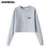 Alien Printed Long-sleeved Women Sweatshirt 2017 New Autumn Velvet Hoodie Loose Casual Short Sweatshirts Crop Top