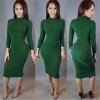 AKSLXDMMD New Women Autumn Winter Sexy Club Mid-long Dress Pencil Bodycon Bandage Party Dresses Slim Plus Size Vestidos QH243