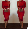AKSLXDMMD New Women Autumn Winter Sexy Club Mid-long Dress Pencil Bodycon Bandage Party Dresses Slim Plus Size Vestidos QH243