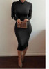 AKSLXDMMD New Women Autumn Winter Sexy Club Mid-long Dress Pencil Bodycon Bandage Party Dresses Slim Plus Size Vestidos QH243