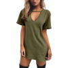 LASPERAL Summer T Shirt Dress 2017 Women Deep V Neck Short Sleeve Sexy Party Dress Casual T-Shirt Solid Dress Vestidos Femininos LASPERAL Summer T Shirt Dress 2017 Women Deep V Neck Short Sleeve Sexy Party Dress Casual T-Shirt Solid Dress Vestidos Femininos