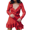 LASPERAL Polka Dot Print Summer Dress Beach Irregularities Sexy Dress Women Deep V Neck Short Sleeve Slim Chiffon Dress Vestidos LASPERAL Polka Dot Print Summer Dress Beach Irregularities Sexy Dress Women Deep V Neck Short Sleeve Slim Chiffon Dress Vestidos
