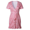 LASPERAL Polka Dot Print Summer Dress Beach Irregularities Sexy Dress Women Deep V Neck Short Sleeve Slim Chiffon Dress Vestidos LASPERAL Polka Dot Print Summer Dress Beach Irregularities Sexy Dress Women Deep V Neck Short Sleeve Slim Chiffon Dress Vestidos