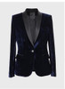 2017 spring  Fashion Women Midnight Navy Slim Velvet Blazer Jacket single Breasted silk shawl collar  High Grade OL Clothing
