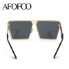 AFOFOO Fashion Oversized Sunglasses Metal Frame Square Luxury Brand Designer Women Mirror Sun glasses Men UV400 Big Frame Shades