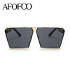 AFOFOO Fashion Oversized Sunglasses Metal Frame Square Luxury Brand Designer Women Mirror Sun glasses Men UV400 Big Frame Shades