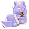 Children School Bags Cute Printing Backpack Flower Cartoon School Backpack For Girls 3pcs/set Blue Bags mochila escolar