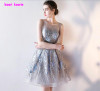 robe de soiree courte Short Prom Dress 2017 Sexy Silver Lace Prom Gowns Tulle Robe De Cocktail Special Occasion Dress Ball Gown