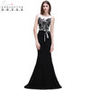 Robe De Soiree Black Mermaid Lace Prom Dresses 2017 Formal Lace Applique Party Gown Evening Dress
