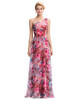 Robe de Soiree 2017 One Shoulder Floral Print Evening Gowns Floor Length Chiffon Flower Evening Dresses Long Formal Party Dress