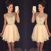 2017 Champagne Sparkly Short Prom Cocktail Dresses Cute Beaded A-line Knee Length Bling Cocktail Party Dresses Robe De Cocktail