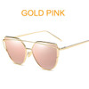 2017 Cat Eye vintage Brand designer rose gold mirror Sunglasses For Women Metal Reflective flat lens Sun Glasses Female oculos