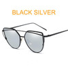 2017 Cat Eye vintage Brand designer rose gold mirror Sunglasses For Women Metal Reflective flat lens Sun Glasses Female oculos