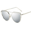2017 Cat Eye vintage Brand designer rose gold mirror Sunglasses For Women Metal Reflective flat lens Sun Glasses Female oculos