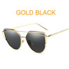 2017 Cat Eye vintage Brand designer rose gold mirror Sunglasses For Women Metal Reflective flat lens Sun Glasses Female oculos