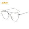 2017 Cat Eye vintage Brand designer rose gold mirror Sunglasses For Women Metal Reflective flat lens Sun Glasses Female oculos