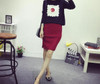 2016 ladies autumn skirts length knit skirt hem slits new solid color skirt female package hip skirt