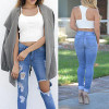 New 2016 Hot Fashion Ladies Cotton Denim Pants Stretch Womens Bleach Ripped Skinny Jeans Denim Jeans For Female