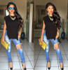 New 2016 Hot Fashion Ladies Cotton Denim Pants Stretch Womens Bleach Ripped Skinny Jeans Denim Jeans For Female