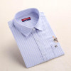 Dioufond Striped Cat Embroidery Blouse Shirt Women Long Sleeve Tops 2017 Casual Pocket Button Down Blouses Embroidered Plus Size