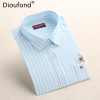 Dioufond Striped Cat Embroidery Blouse Shirt Women Long Sleeve Tops 2017 Casual Pocket Button Down Blouses Embroidered Plus Size