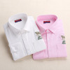 Dioufond Print Cat Embroidery on Pocket Shirts Lady 2017 Spring New Fashion White Navy Casual Blouse Shirts Long Sleeve Blouse
